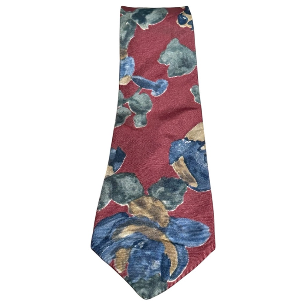 Vintage Christian Dior Monsieur Silk Tie Burgundy Floral USA‎ Designer 1980s